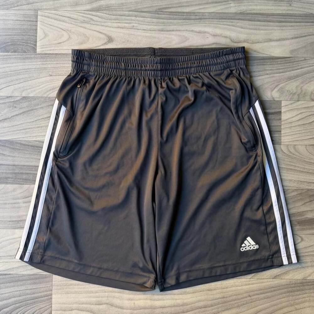 Adidas Y2K Grey 3-Stripe Climalite Athletic Running Shorts